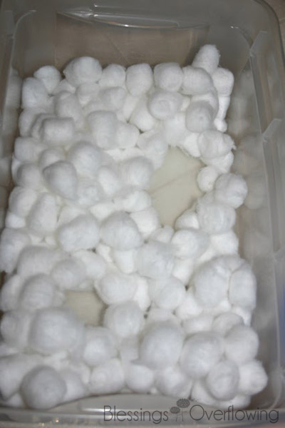 Cotton Ball Sensory Bin