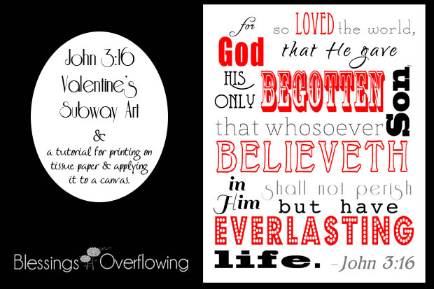 John 3:16 Valentine's Subway Art